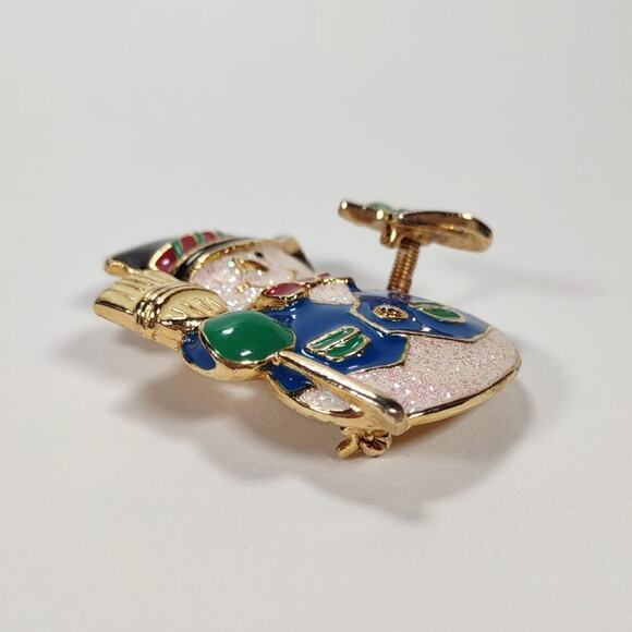 Vintage 90's Enamel SFJ Signed Waving Snowman Brooch - Picture 10 of 11